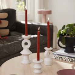 10.25”H X 4.25” WHITE CERAMIC FANTASIA CANDLEHOLDER -Floral Magic 1025h x 425 white ceramic fantasia candleholder 2