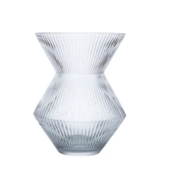 10”H X 7.75” GLASS FLUTED URN VASE