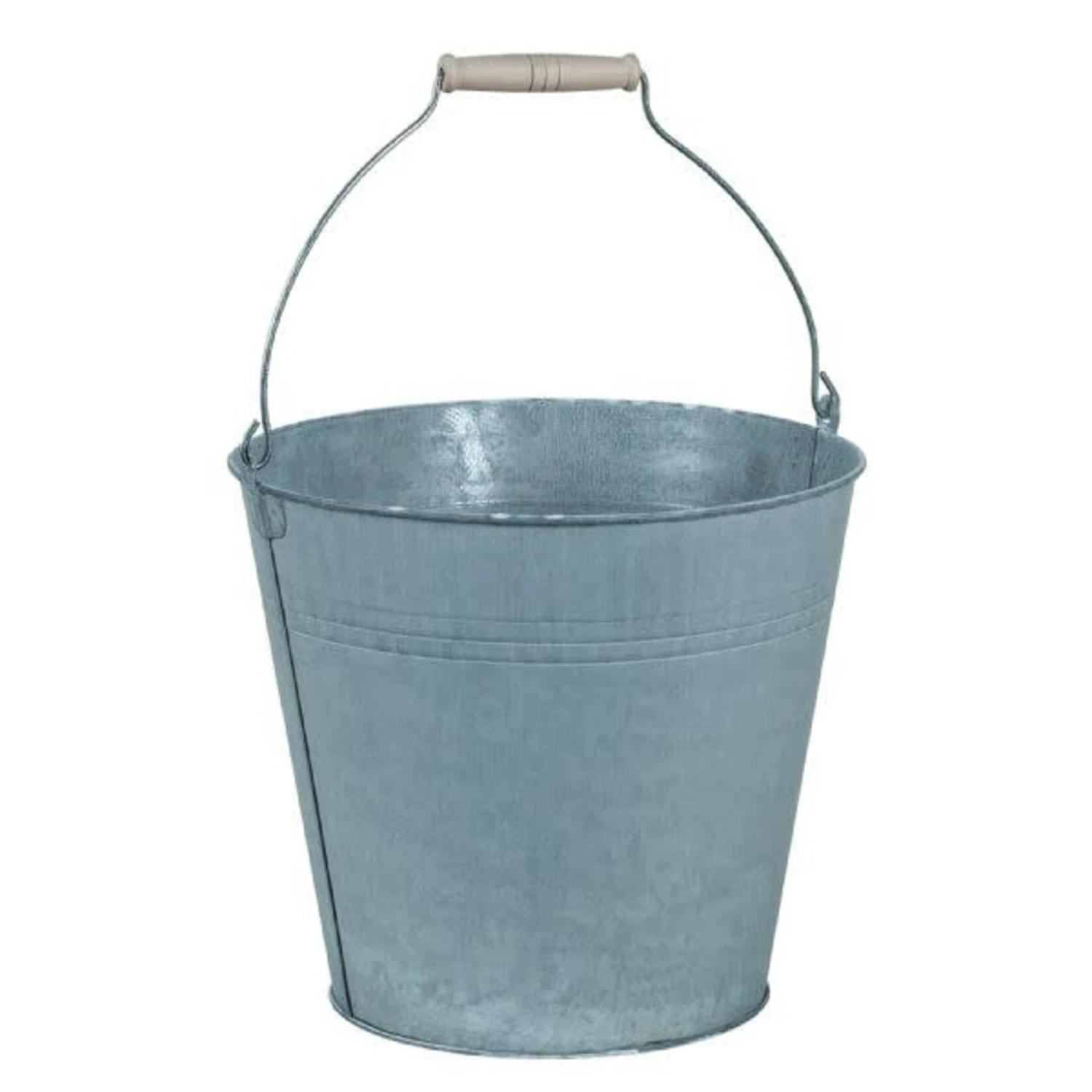 11.75”H X 10.75” ROUND HARBOUR GRAY METAL BUCKET WITH HANDLE 18”HIGH 3 11.75”H X 10.75” ROUND HARBOUR GRAY METAL BUCKET WITH HANDLE 18”HIGH