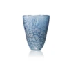 11”H X 9” BLUE GLASS CRISS CROSS VASE -Floral Magic 11h x 9 blue glass criss cross vase