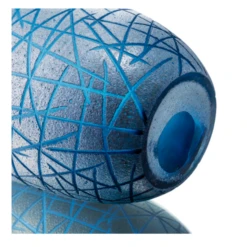 11”H X 9” BLUE GLASS CRISS CROSS VASE -Floral Magic 11h x 9 blue glass criss cross vase 2