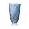 14.25”H X 10.25” BLUE GLASS CRISS CROSS VASE -Floral Magic 1425h x 1025 blue glass criss cross vase