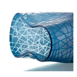 14.25”H X 10.25” BLUE GLASS CRISS CROSS VASE -Floral Magic 1425h x 1025 blue glass criss cross vase 2