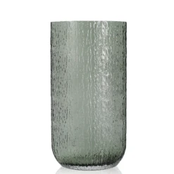 15.75”H X 8.1”L X 4.5”W SMOKY OVAL SCRATCH ETCH GLASS