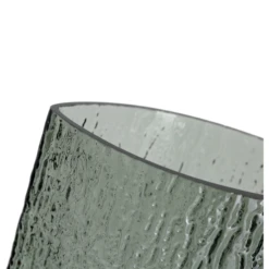 15.75”H X 8.1”L X 4.5”W SMOKY OVAL SCRATCH ETCH GLASS -Floral Magic 1575h x 81l x 45w smoky oval scratch etch glass 3