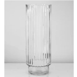 16”H X 6” FLUTED GLASS VASE