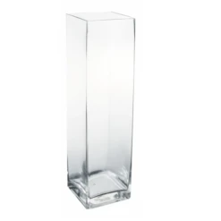 18"H X 4" X 4" CLEAR GLASS SQUARE OPENING VASE