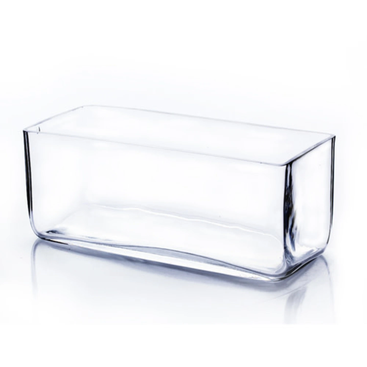 4"H X 10" X 4" LOW RECTANGLE GLASS VASE 3 4"H X 10" X 4" LOW RECTANGLE GLASS VASE