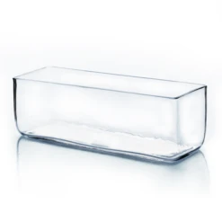 4"H X 12" X 4" LOW RECTANGLE GLASS VASE