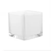 6" X 6" X 6" WHITE GLAASS CUBE VASE -Floral Magic 6 x 6 x 6 white glaass cube vase