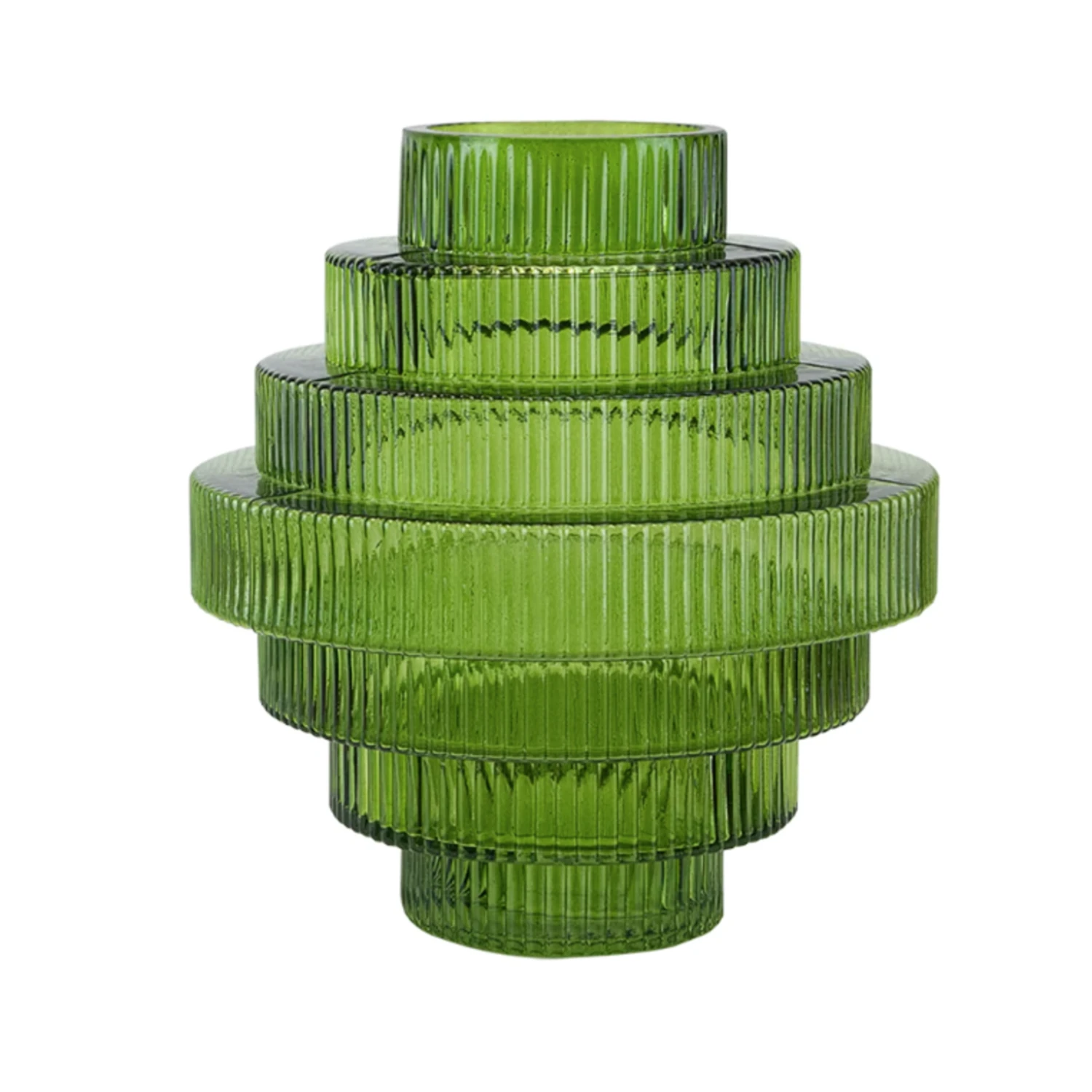 6.75” X 6” Open-2.25” GREEN NORDAL GLASS VASE 3 6.75” X 6” Open-2.25” GREEN NORDAL GLASS VASE