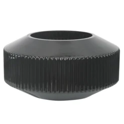 6”H X 10.5” BLACK GLASS FLUTED SAUCER