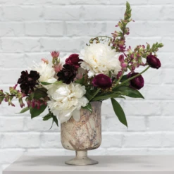 7.5” X 5.25” WHITE MARBLE GLASS CHELSEA VASE 10 7.5” X 5.25” WHITE MARBLE GLASS CHELSEA VASE -Floral Magic 75 x 525 white marble glass chelsea vase 3