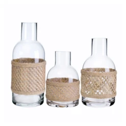 8”H X 4” BOHO STYLE BURLAP WICKER BUD VASE -Floral Magic 8h x 4 boho style burlap wicker bud vase 6