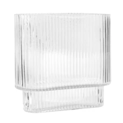 8”H X 8” X 3.75” OVAL GLASS FLUTED VASE