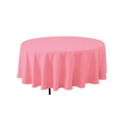 90'' ROUND PINK POLYESTER TABLECOVER