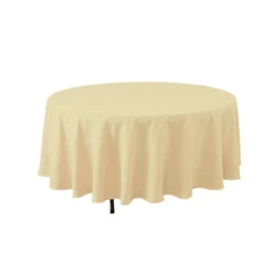 90'' ROUND POLYESTER TABLECOVER,IVORY