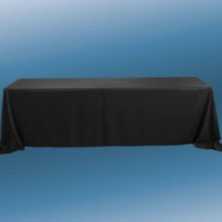 90” X 132” BLACK RECTANGLE POLYESTER TABLECLOTH