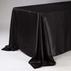 90 X 132'' BLACK RECTANGLE SATIN TABLECLOTH