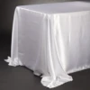 90 X 132'' RECTANGLE WHITE SATIN TABLECLOTH -Floral Magic 90 x 132 rectangle white satin tablecloth