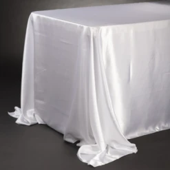 90 X 132'' RECTANGLE WHITE SATIN TABLECLOTH