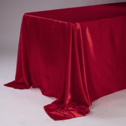 90 X 132'' RED RECTANGULAR SATIN TABLECOVER