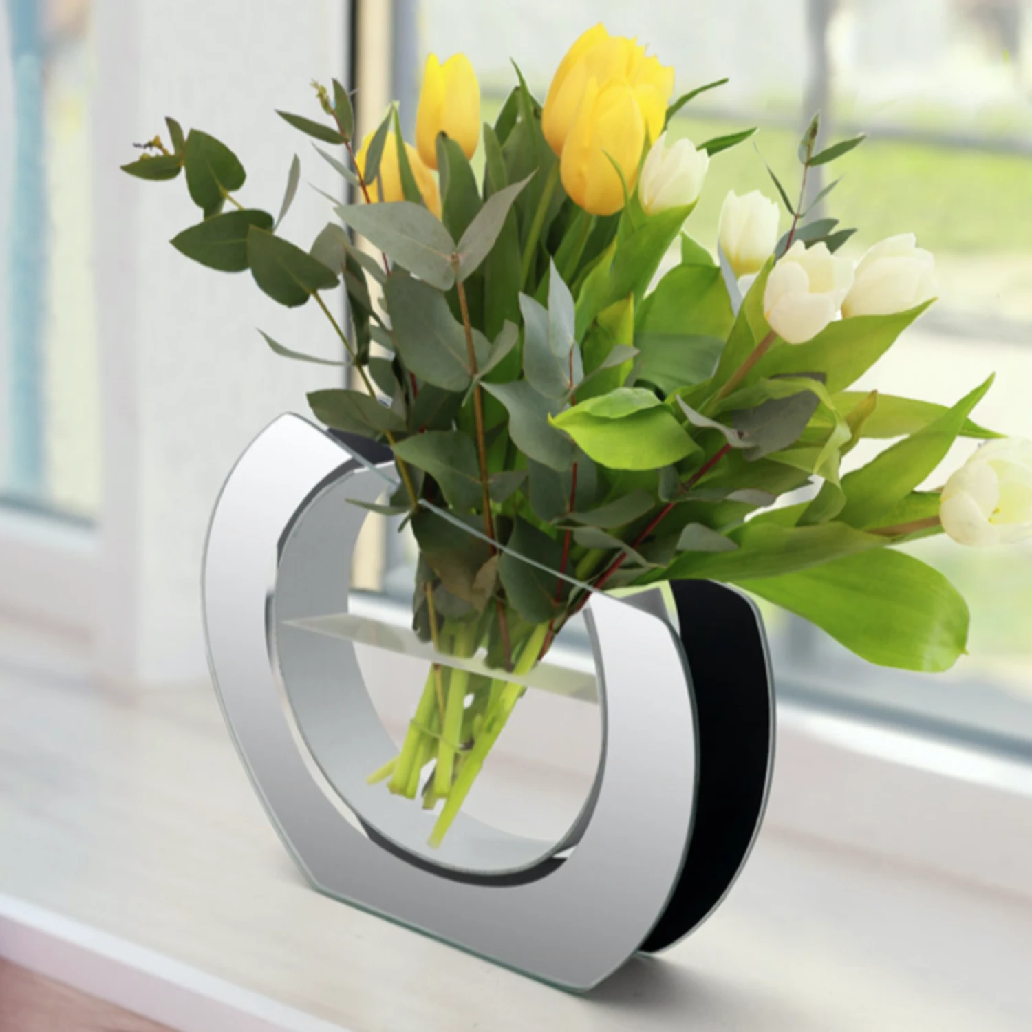 9.3”h X 12” X 1.8” PLATED GLASS WITH MIRROR BORDERS 5 9.3”h X 12” X 1.8” PLATED GLASS WITH MIRROR BORDERS - Image 3