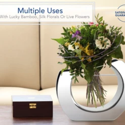 9.3”h X 12” X 1.8” PLATED GLASS WITH MIRROR BORDERS 9 9.3”h X 12” X 1.8” PLATED GLASS WITH MIRROR BORDERS -Floral Magic 93h x 12 x 18 plated glass with mirror borders 3