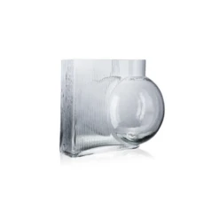 9.5”H X 11.5”L X 8”W GLASS RIBBED/FLUTED RECTANGLE WITH BUBBLE