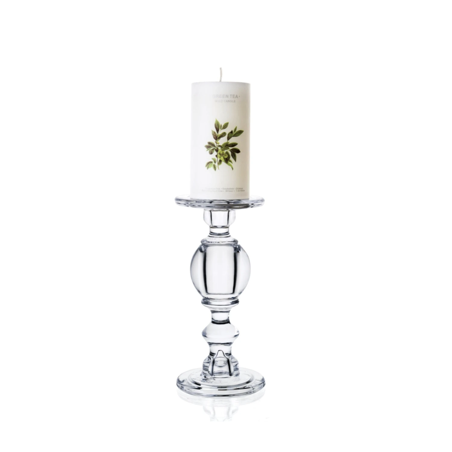9.5”h X 4.5” GLASS PILLER AND TAPER CANDLE HOLDER 4 9.5”h X 4.5” GLASS PILLER AND TAPER CANDLE HOLDER - Image 2