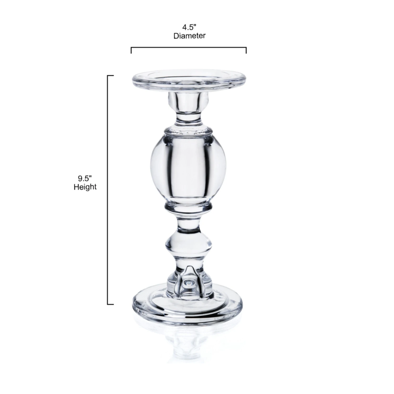 9.5”h X 4.5” GLASS PILLER AND TAPER CANDLE HOLDER 6 9.5”h X 4.5” GLASS PILLER AND TAPER CANDLE HOLDER - Image 4