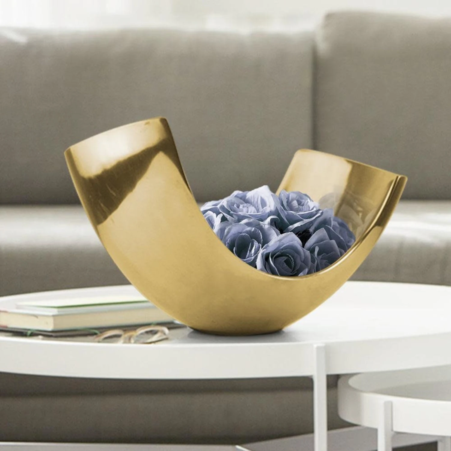 9.75”H X 14” X 12” GOLD MODERN OVAL METAL 3 9.75”H X 14” X 12” GOLD MODERN OVAL METAL