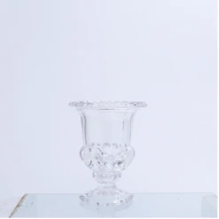 9”h X 7” THICK GLASS PEDESTAL VASE