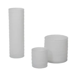 12.5”H X 4.25” WHITE FROSTED GLASS KYRENIA VASE -Floral Magic accent decor 125h x 425 white frosted glass kyreni 3