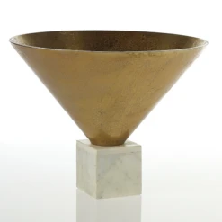 12.5”H X16’'D GOLD W/ MARBLE EMPRESS VASE(AD)