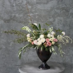 16”H X 12” BURNT SILVER ARSENAL METAL URN (AD) -Floral Magic accent decor 16h x 12 burnt silver arsenal metal u 3