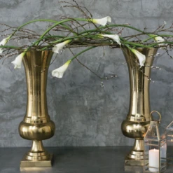 32.25"h X 10.25 GOLD METAL MAJESTY VASE -Floral Magic accent decor 3225h x 1025 gold metal majesty vase 1