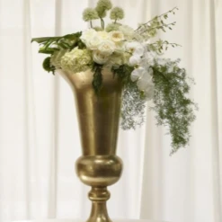 39.75”H X 20.5”GOLD SPARTA PEDESTAL (AD) -Floral Magic accent decor 3975h x 205gold sparta pedestal ad 2