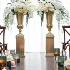 39.75”H X 20.5”GOLD SPARTA PEDESTAL (AD) -Floral Magic accent decor 3975h x 205gold sparta pedestal ad 3