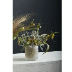 4” X 4” WHITE FROSTED GLASS KYRENIA VASE -Floral Magic accent decor 4 x 4 white frosted glass kyrenia vas 3