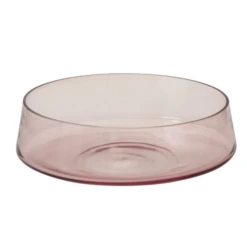 4”H X 12.5” PINK ONDA GLASS LOW BOWL/CYLINDER