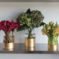 6”H X 4” GLASS WITH GOLD BOTTOM ELSA VASE -Floral Magic accent decor 6h x 4 glass with gold bottom elsa va 3