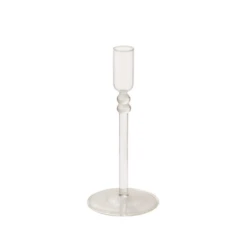 7.75”H X 3.5” CLEAR LUCASTA GLASS CANDLEHOLDER