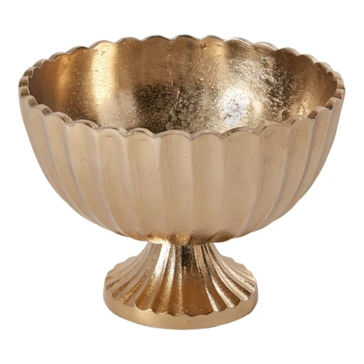 8.5"x 6.25”H GOLD SCALLOP COMPOTE (AD) -Floral Magic accent decor 85x 625h gold scallop compote ad
