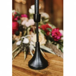 9"H X 3.75" BLACK METAL POET CANDLESTICK HOLDER -Floral Magic accent decor 9h x 375 black metal poet candlestick 2