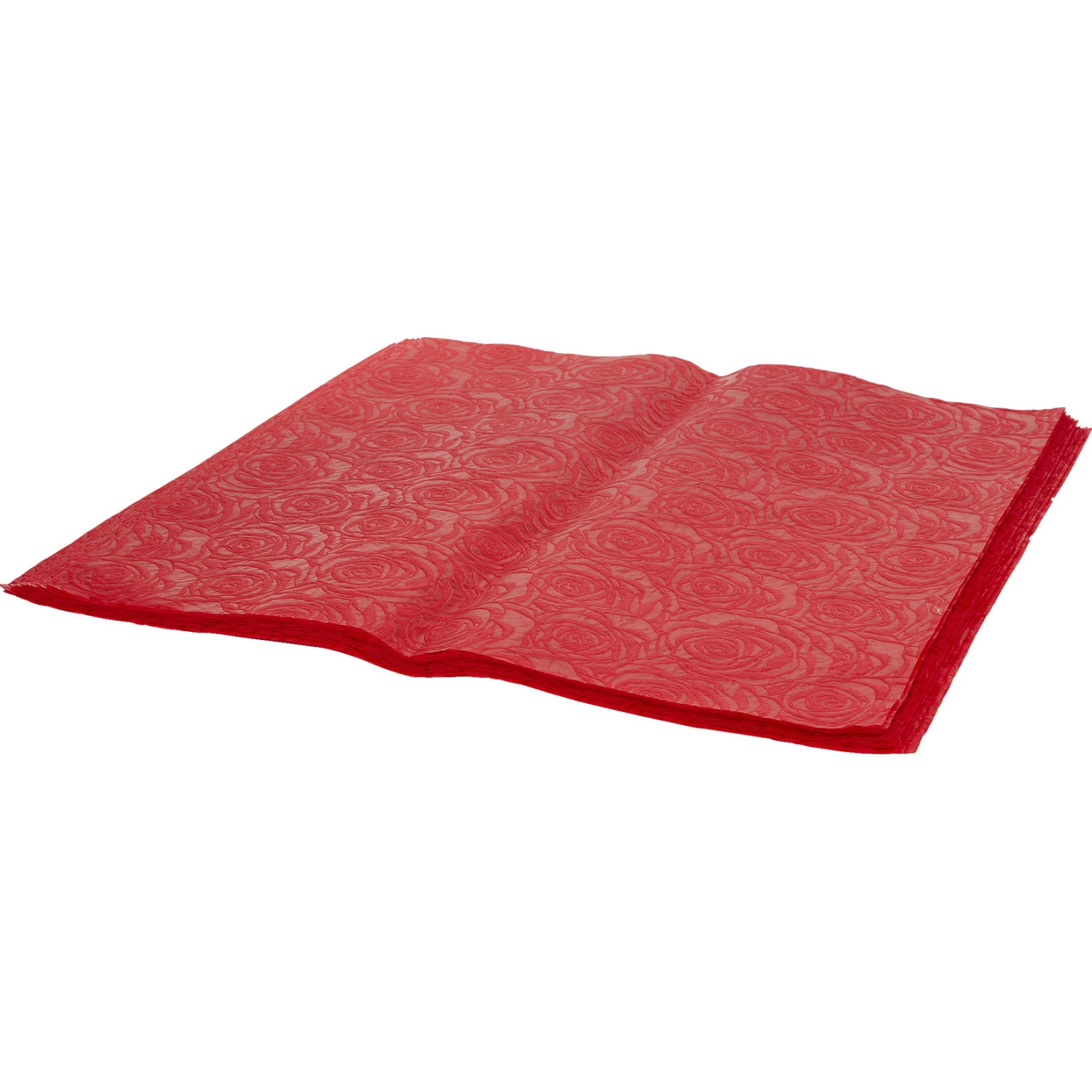 RED EMBOSSED NONWOVEN FLORAL WRAPPING PAPER 20 PCS, 21X22'' 3 RED EMBOSSED NONWOVEN FLORAL WRAPPING PAPER 20 PCS, 21X22''