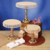 ROUND METAL STAND W PEARLS 11 X 11.75’’ -Floral Magic round metal stand w pearls 11 x 1175