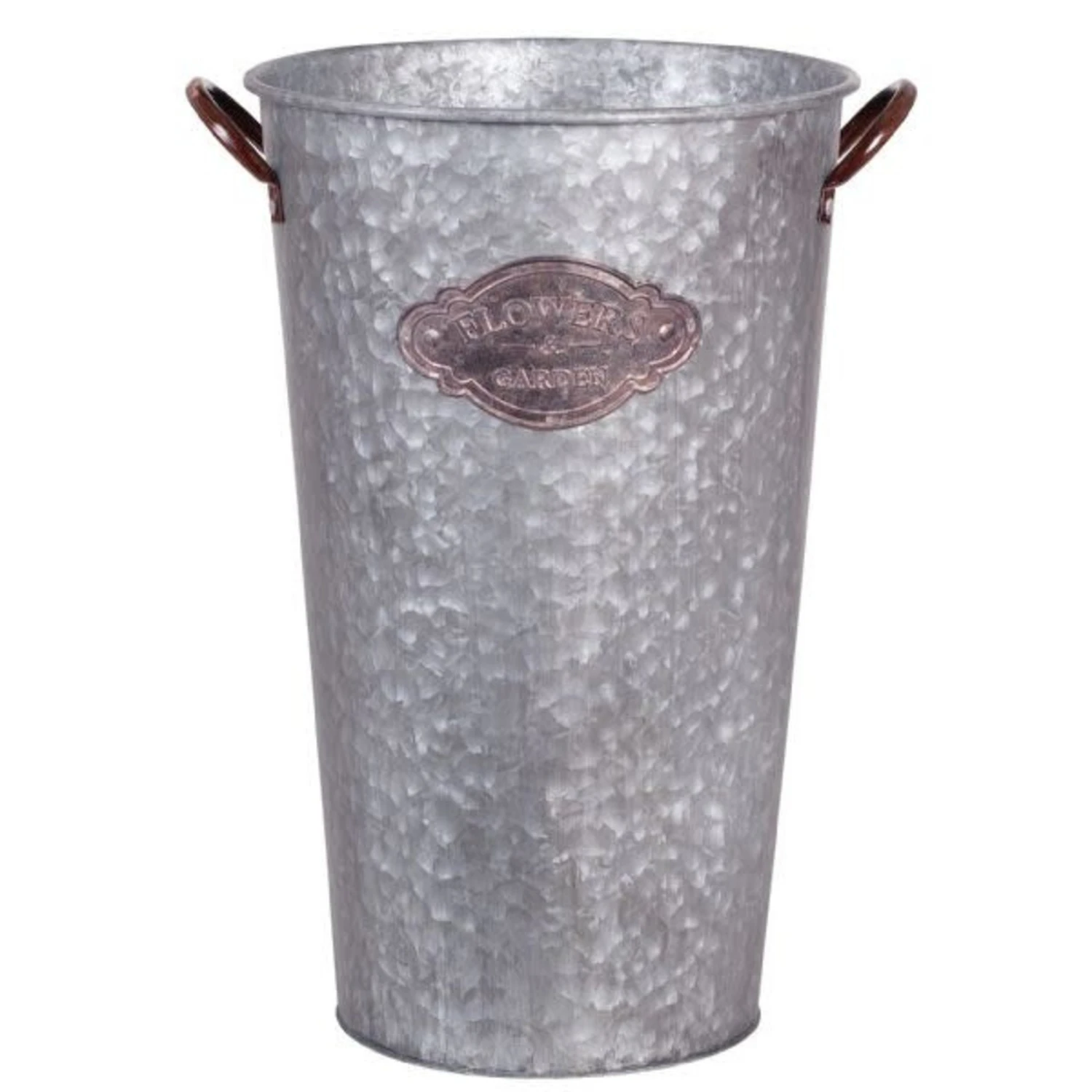 ROUND METAL W/COPPER HANDLE 9.5" X 16" 3 ROUND METAL W/COPPER HANDLE 9.5" X 16"