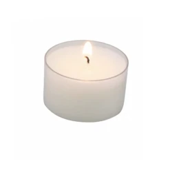 TEA LIGHTS WITH PLASTIC 5 HOURS (SOLD INNER BOX OF 125) MASTER CASE BRINGS 4 PACKS OF 125, TOTAL 500 IN MASTER CASE