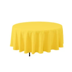 YELLOW ROUND POLYESTER TABLE COVER 108"